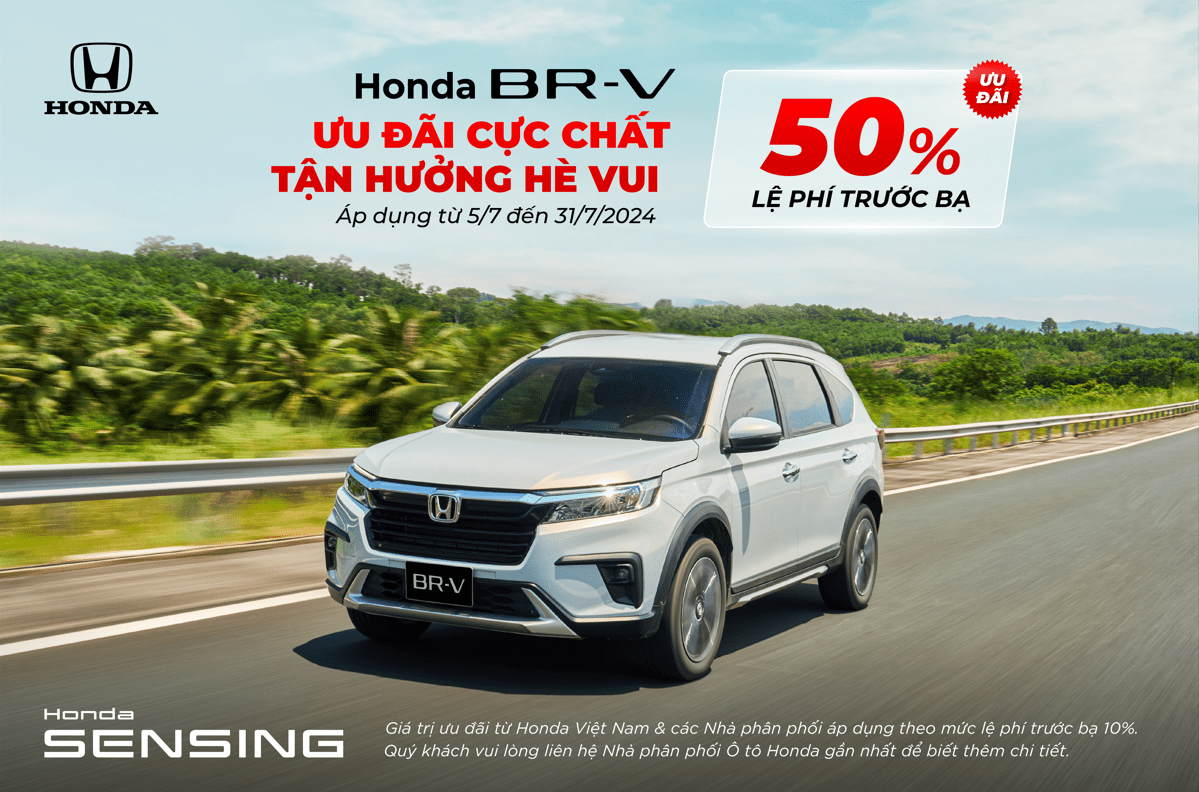 BR V Khuyen mai thang 7 Chương trình khuyến mại của các dòng xe ô tô Honda trong tháng 7 năm 2024 - Đặc biệt Honda City với giá hấp dẫn chỉ từ dưới 500.000.000 đồng