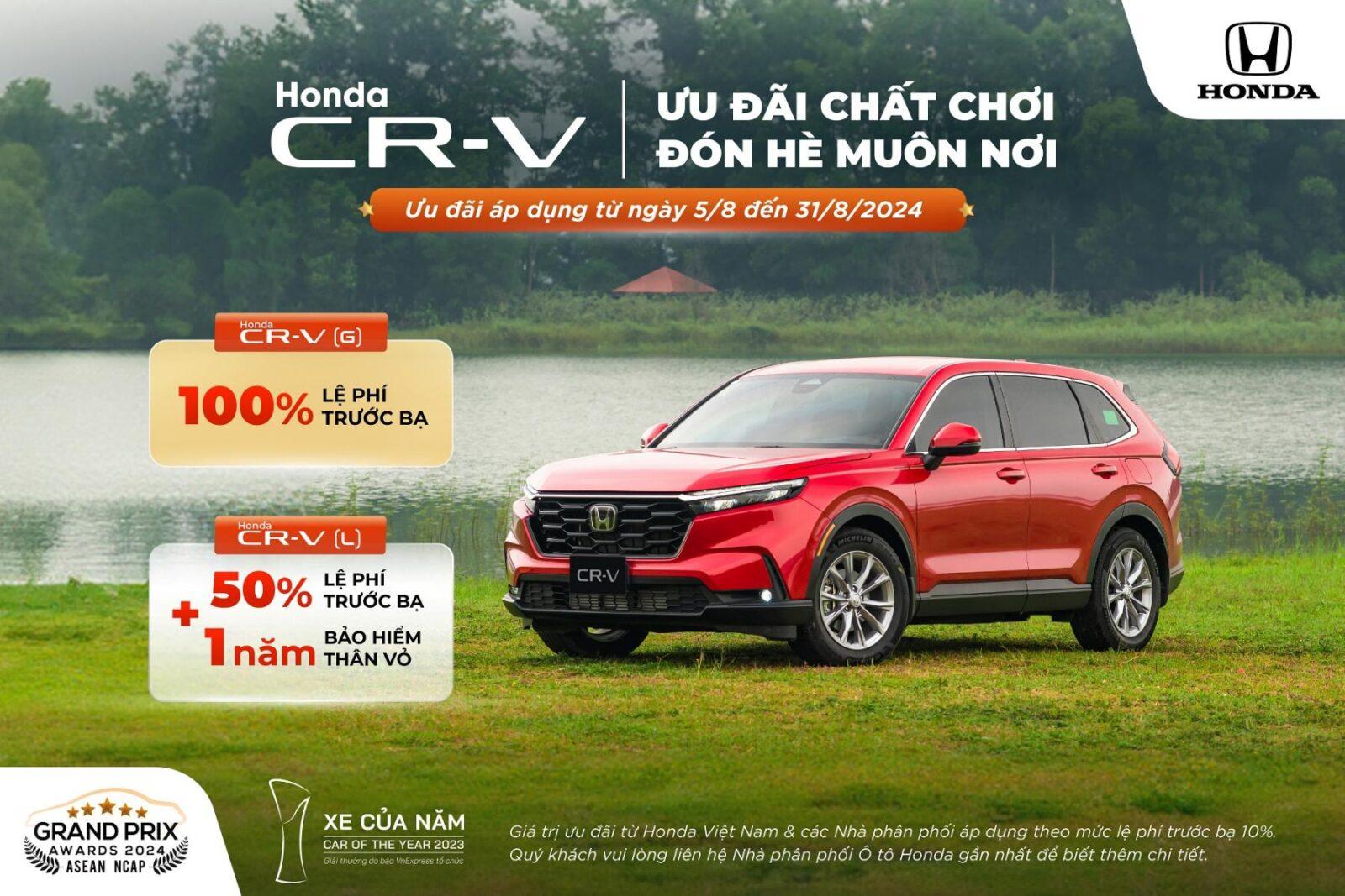 Honda KV CR V August 2024 option 2 01 CHÍNH THỨC GIẢM 50% LỆ PHÍ TRƯỚC BẠ ĐỐI VỚI Ô TÔ SẢN XUẤT, LẮP RÁP TRONG NƯỚC.