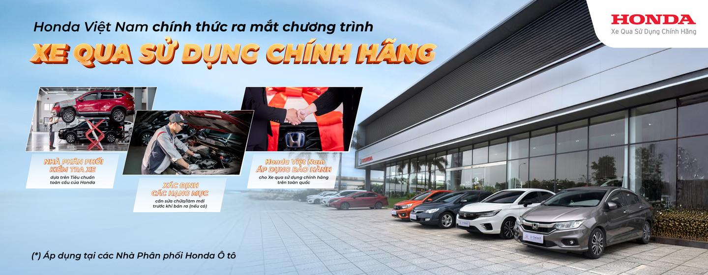 Honda Used Car Resize 1440x560px KV Honda Việt Nam ra mắt Chương trình Xe qua sử dụng chính hãng tại hệ thống Nhà Phân phối Ủy quyền U-Select và Chương trình Bảo hiểm Thương hiệu Honda